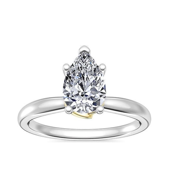 1.00 Carat Brilliant Pear Cut Real Diamond Elegant Solitaire Wedding Ring for Women Solid 14K White Gold Size 10