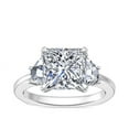 thumbnail image 1 of 1.00 Carat Brilliant Princess Cut Natural Diamond Elegant Three Stone Wedding Ring for her in Solid 14K White Gold Size 9.5, 1 of 7