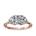 thumbnail image 1 of 1.00 Carat Brilliant Princess Cut Real Diamond Elegant Three Stone Wedding Ring for Women Solid 14K Rose Gold Size 10, 1 of 8