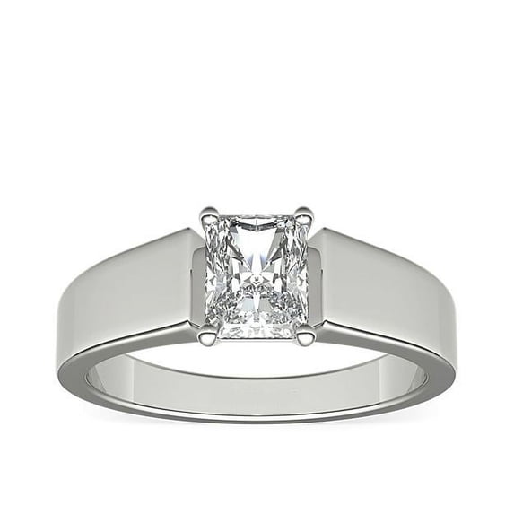 1.00 Carat Brilliant Radiant Cut Genuine Diamond Solitaire Wonderful Ring for Ladies Solid 14K White Gold Size 10.5