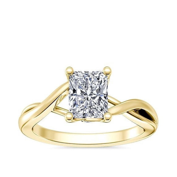 1.00 Carat Brilliant Radiant Cut Natural Diamond Elegant Solitaire Wedding Ring for her in Solid 14K Yellow Gold Size 9.5