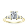 thumbnail image 1 of 1.00 Carat Brilliant Radiant Cut Natural Diamond Elegant Solitaire with Accents Wedding Ring for her in Solid 14K Yellow Gold Size 9.5, 1 of 8
