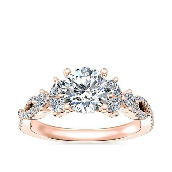 Diamond-Capitals 1.00 Ct Round Cut Stunning Genuine Diamond (F-G/VS1) Solitaire Anniversary Ring for her Solid 14K Rose Gold Size 9.5