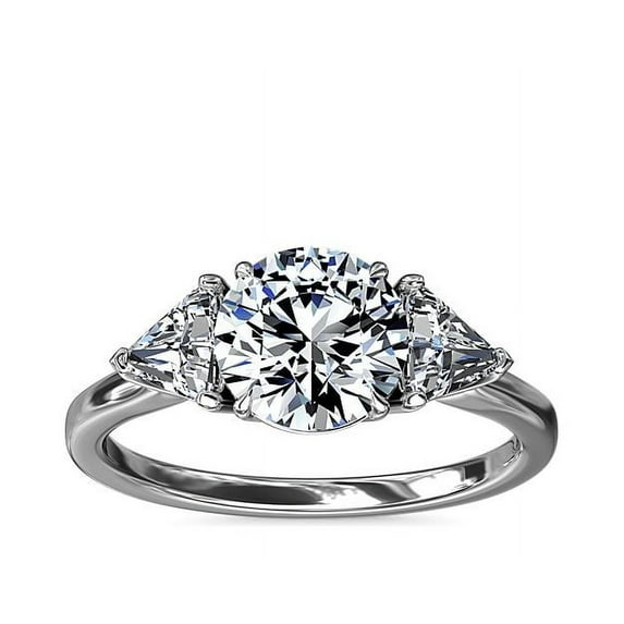 1.00 Carat Brilliant Round Cut Natural Diamond Elegant Three Stone Wedding Ring for her in Solid 14K White Gold Size 9.5