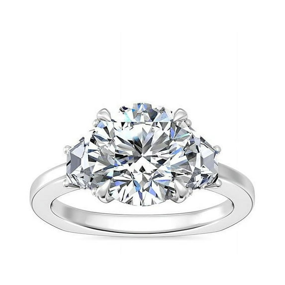 1.00 Carat Brilliant Round Cut Natural Diamond Three Stone Beautiful Ring for Engagement Solid 14K White Gold Size 9