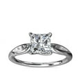 thumbnail image 1 of 1.00 Carat Color F-G, Clarity VS1, Princess Cut Natural Diamond Unique Solitaire Ring for Anniversary & Wedding Solid 18K White Gold Size 4, 1 of 7