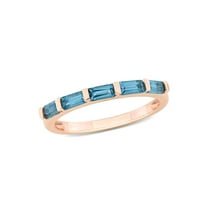 1.00 Carat (Ctw) Baguette-Cut London Blue Topaz Band Ring in 10K Rose Gold