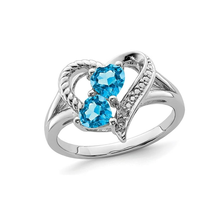 1/4 Carat Created Blue Sapphire Heart Ring Rhodium on Sterling Silver 1/4 Carat Created Blue Sapphire Heart Ring Rhodium on Sterling Silver