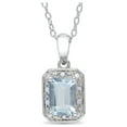 thumbnail image 1 of 1.00 Carat (Ctw) Emerald-Cut Aquamarine Pendant Necklace (Ctw) with Diamonds in Sterling Silver with Chain for Women, 1 of 3