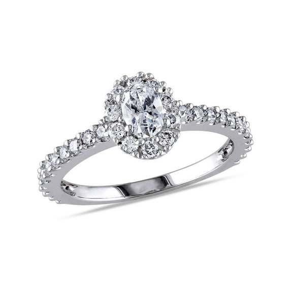 1.00 Carat (Ctw G-H, I1-I2) Oval Diamond Engagement Ring in 14K White Gold for Women