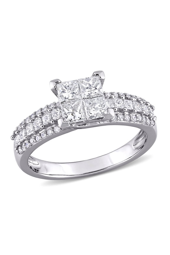 1.00 Carat (Ctw H-I, I2-I3) Princess-Cut Diamond Engagement Ring in 10K White Gold for Women