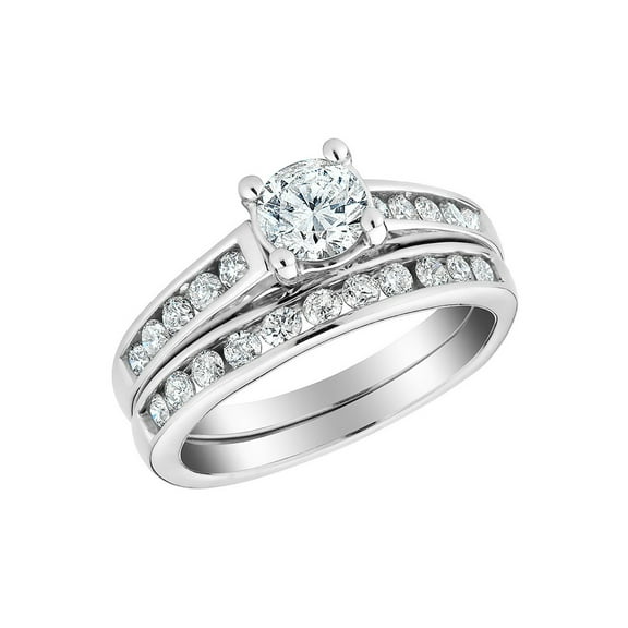 1.00 Carat (Ctw H-I-J, I2-I3) Diamond Engagement Ring and Wedding Band Set in 10K White Gold for Women
