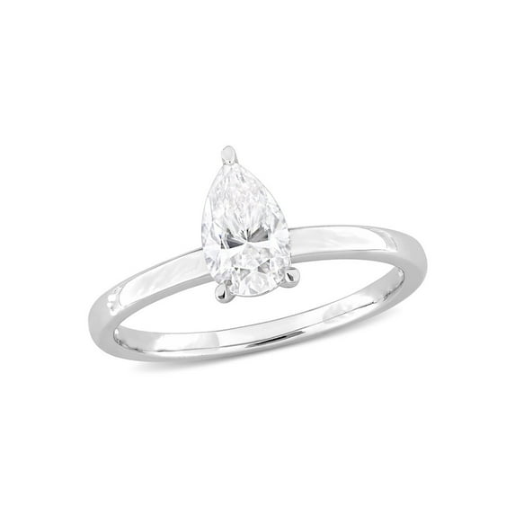 1.00 Carat (Ctw) Lab-Created Pear-Cut Moissanite Engagement Ring in Sterling Silver for Women