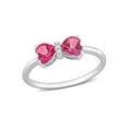 thumbnail image 1 of Gem & Harmony 1.00 Carat (Ctw) Pink Sapphire Heart Bow Ring in 10K White Gold for Women, 1 of 6
