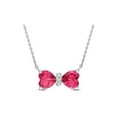 thumbnail image 1 of 1.00 Carat (Ctw) Pink Topaz Heart Bow Pendant Necklace in 10K White Gold with Chain for Women, 1 of 6