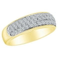 thumbnail image 1 of AFFY 1.00 Carat (Ctw) Round Shape White Natural Diamond Three Row Men's Band Ring 10k Solid Gold, 1 of 1