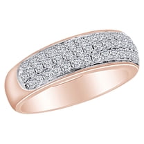 AFFY 1.00 Carat (Ctw) Round Shape White Natural Diamond Three Row Men's Band Ring 10k Solid Gold