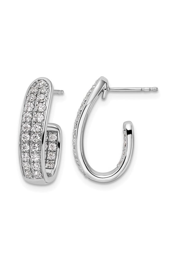 1.00 Carat (Ctw SI-SI2, G-H) Lab-Grown Diamond J-Hoop Earrings in 14K White Gold