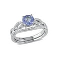 thumbnail image 1 of 1.00 Carat (Ctw) Tanzanite Engagement Ring & Wedding Band in 10K White Gold with Diamonds for Women, 1 of 6