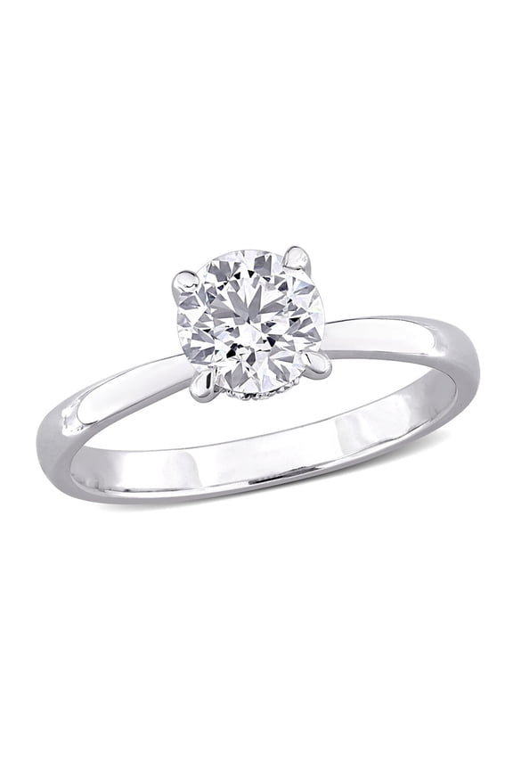 1.00 Carat (Ctw VS1-VS2, G-H) Lab-Grown Diamond Solitaire Engagement Ring in 14k White Gold for Women