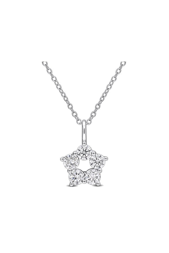 1.00 Carat (Ctw VS1-VS2) Lab-Grown Diamond Star Pendant Necklace Sterling Silver with Chain for Women