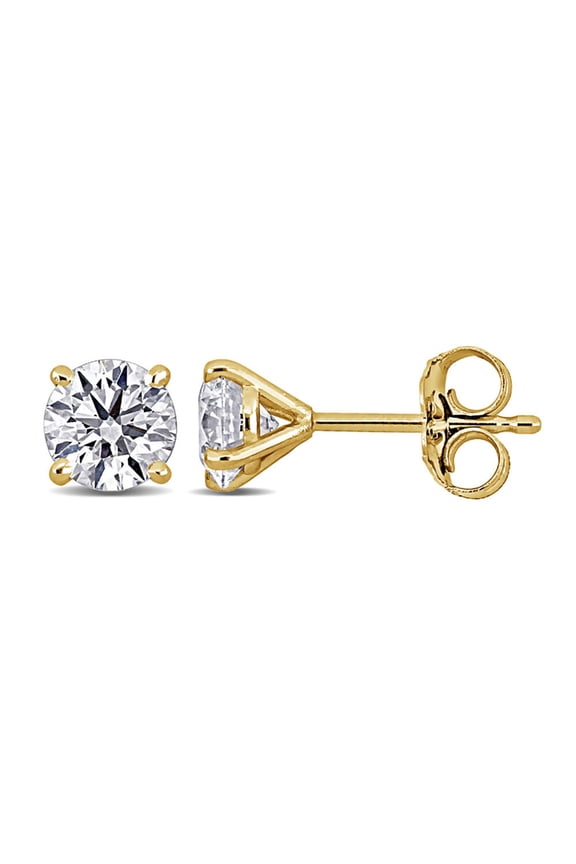 1.00 Carat (Ctw VVS2) Lab-Grown Round Diamond Solitaire Martini-Style Earrings 14K Yellow Gold for Women