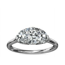 1.00 Carat Cushion Shape Genuine Diamond Latest Three Stone Design Engagement Ring for her Solid 14K White Gold Size 7