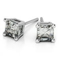 thumbnail image 1 of 1.00 Carat D/VVS1 Asscher Cut Lab Created Diamond Stud Earrings for women Solid 18K White Gold Screw Back Studs Earring, 1 of 5