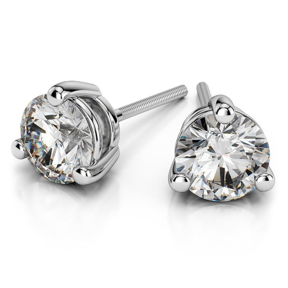 1.00 Carat D/VVS1 Round Cut Moissanite Stud Earrings for women 3 Prongs Solid 18K White Gold Screw Back Studs Earring