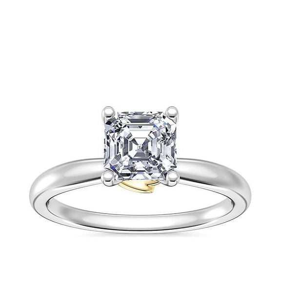 1.00 Carat Elegant Solitiare Excellent Asscher Cut Genuine Diamond Ring for Ladies Solid 14K White Gold Size 7