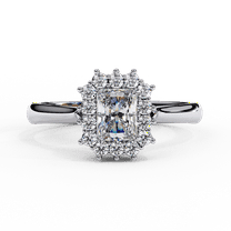 1.00 Carat Emerald Cut IGI Certified Lab Created Diamond Solitaire Wedding Ring, Halo Set Engagement Ring, Wedding Gift Ring For Girl