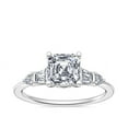 thumbnail image 1 of 1.00 Carat Excellent Asscher Cut Natural Diamond Beautiful Solitaire with Accents Bridal Ring for Bride Solid 14K White Gold Size 5, 1 of 8