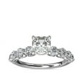 thumbnail image 1 of 1.00 Carat Excellent Asscher Cut Natural Diamond Solitaire with Accents Beautiful Ring for Anniversary Solid 14K White Gold Size 4.5, 1 of 6