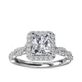 thumbnail image 1 of 1.00 Carat Excellent Asscher Cut Real Diamond New Design Solitaire with Accents Ring for Wedding Solid 18K White Gold Size 11, 1 of 9