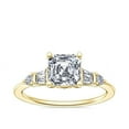 thumbnail image 1 of 1.00 Carat Excellent Asscher Cut Real Diamond New Design Solitaire with Accents Ring for Wedding Solid 18K Yellow Gold Size 11, 1 of 8