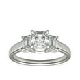 thumbnail image 1 of 1.00 Carat Excellent Asscher Cut Real Diamond New Design Three Stone Ring for Wedding Solid 18K White Gold Size 11, 1 of 4