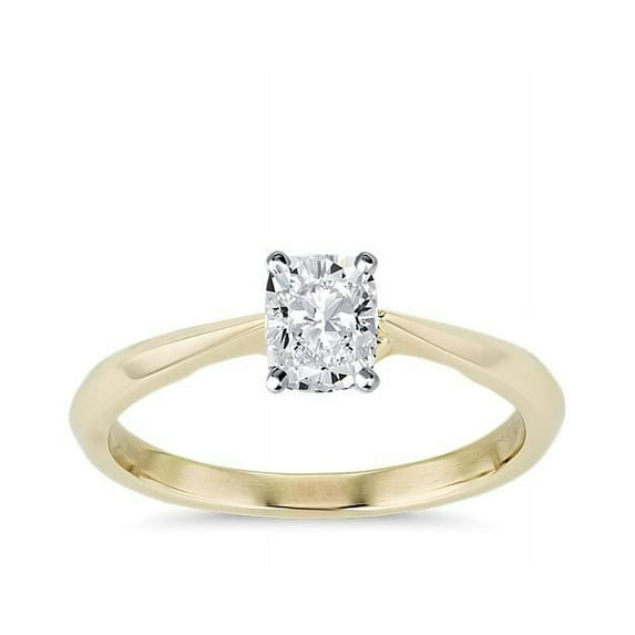 1.00 Carat Excellent Cushion Cut Natural Diamond Solitaire Beautiful Ring for Women in Solid 14K Yellow Gold Size 11.5