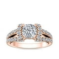 thumbnail image 1 of 1.00 Carat Excellent Cushion Cut Natural Diamond Unique Solitaire with Accents Ring for Women Solid 18K Rose Gold Size 8.5, 1 of 8