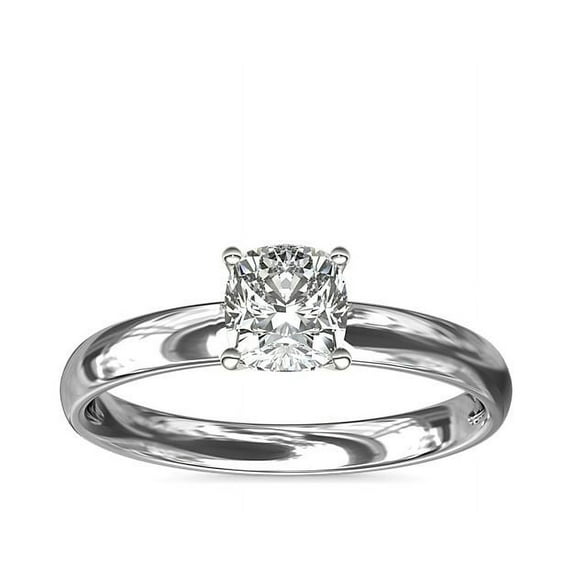 1.00 Carat Excellent Cushion Cut Real Diamond New Design Solitaire Ring for Wedding Solid 18K White Gold Size 11