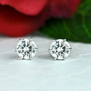DIAMOND-CAPITALS 1.00 Carat Excellent Cut Natural Diamond Stud Earrings 6 Prongs 950 Platinum Screw Back Studs for gift (VS1-VS2 Clarity, F-G Color)