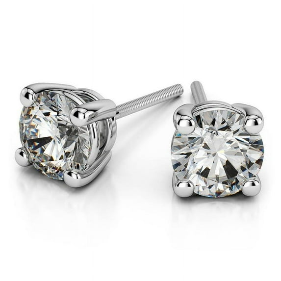 1.00 Carat Excellent Cut Natural Diamond Stud Earrings (VS1-VS2 Clarity, F-G Color) Solid Real 14K White Gold Screw Back