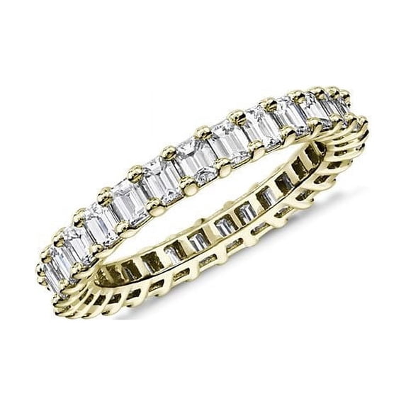 1.00 Carat Excellent Emerald Cut Natural Diamond Beautiful Eternity Band for Anniversary Solid 14K Yellow Gold Size 4.5