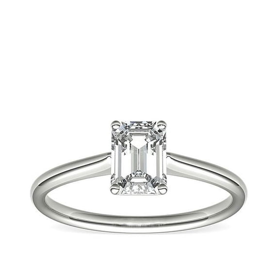 1.00 Carat Excellent Emerald Cut Natural Diamond Beautiful Solitaire Bridal Ring for Bride Solid 14K White Gold Size 5