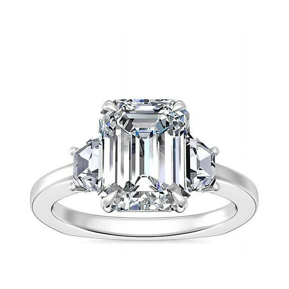 1.00 Carat Excellent Emerald Cut Natural Diamond Beautiful Three Stone Bridal Ring for Bride Solid 950 Platinum Size 5