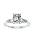 thumbnail image 1 of 1.00 Carat Excellent Emerald Cut Natural Diamond Unique Solitaire with Accents Ring for Women Solid 18K White Gold Size 8.5, 1 of 8