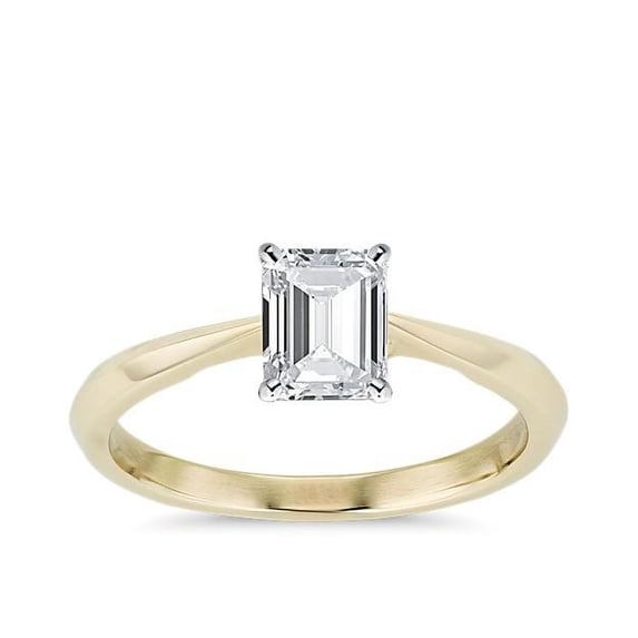 1.00 Carat Excellent Emerald Cut Real Diamond New Design Solitaire Ring for Wedding and Engagement Solid 14K Yellow Gold Size 11