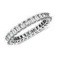 thumbnail image 1 of 1.00 Carat Excellent Emerald Shape Genuine Diamond Latest Design Engagement Eternity Band for Ladies Solid 18K White Gold Size 7.5, 1 of 7