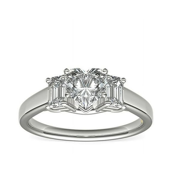 1.00 Carat Excellent Heart Cut Natural Diamond Beautiful Three Stone Bridal Ring for Bride Solid 950 Platinum Size 5