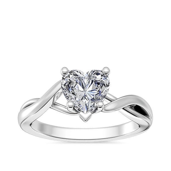 1.00 Carat Excellent Heart Cut Natural Diamond Unique Solitaire Ring for Women Solid 18K White Gold by Diamond-Capitals Size 8.5