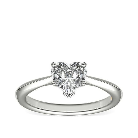 1.00 Carat Excellent Heart Cut Natural Diamond Unique Solitaire Ring for Women Solid 18K White Gold Size 8.5